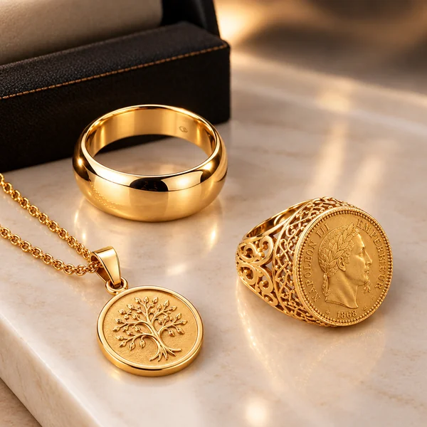 Alliance, chevalière et pendentif en or 18 carats, créations sur-mesure à Metz