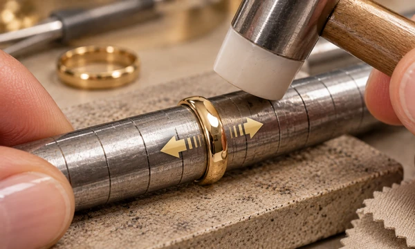 Mise à taille d'une bague en or sur triboulet